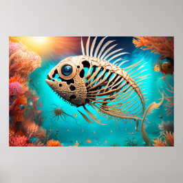 Póster Peces óseos nadando por el Coral