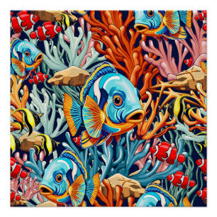 Póster Peces Tropicales Colores Verano Vibraciones