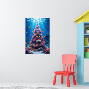 Póster Peces Tropicales Nadando Alrededor del Árbol de Co
