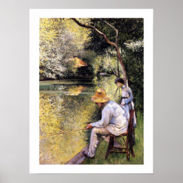 Póster "Pêche à la ligne" por Gustave Caillebotte