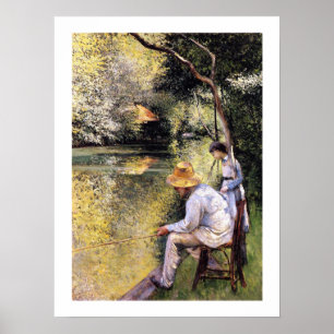 Póster "Pêche à la ligne" por Gustave Caillebotte