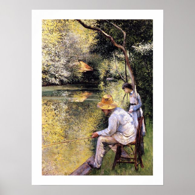 Póster "Pêche à la ligne" por Gustave Caillebotte (Frente)