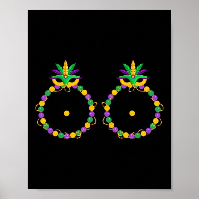 Póster Pechuga divertida con cuentas Nola Mardi Gras Gras (Frente)
