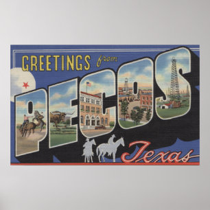 Póster PECO, letra ScenesPecos, TX de TexasLarge