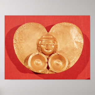 Póster Pectoral with a human face wearing earrings