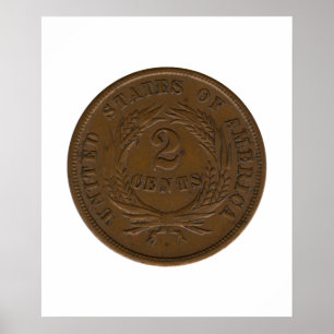 Póster pedazo 1864 2-Cent