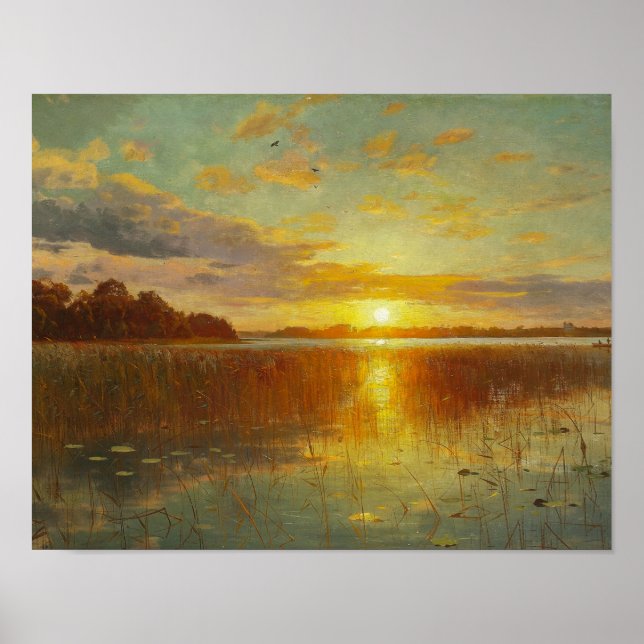Póster Peder Monsted - Amanecer sobre un fiordo danés (Frente)
