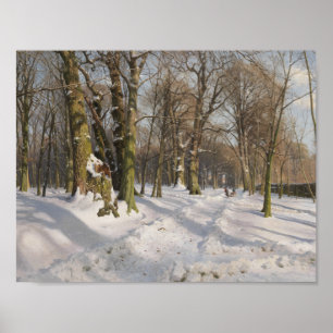 Póster Peder Monsted - Camino del bosque nevado a la luz