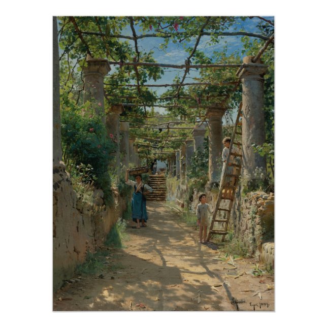 Póster Peder Mørk Mønsted Sombra de una pérgola italiana (Anverso)