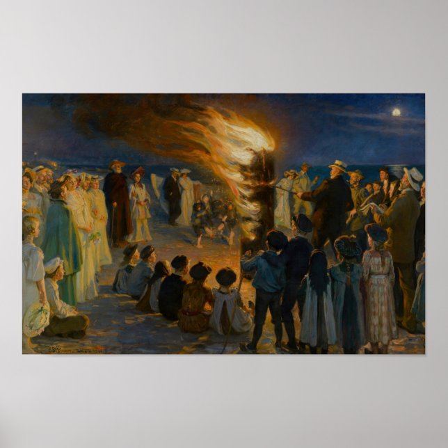 Póster Peder Severin Kroyer - Hoguera de la víspera de Sa (Frente)