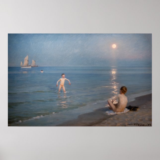 Póster Peder Severin Kroyer - Niños bañándose en Skagen (Frente)