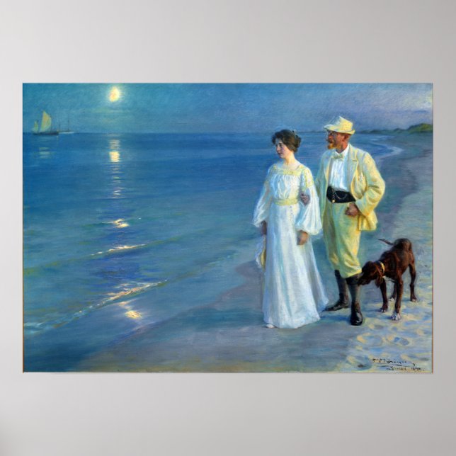 Póster Peder Severin Krøyer Noche de verano en la playa S (Frente)