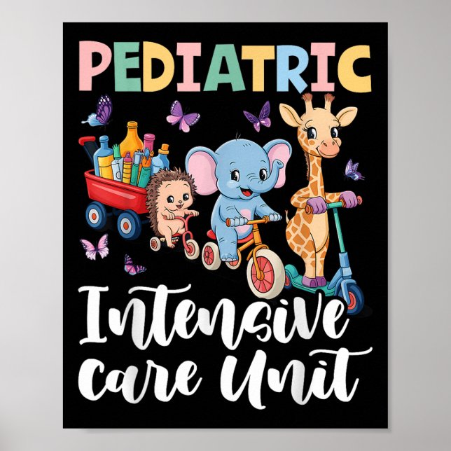 Póster Pediatric Intensive Care Unit Cute Animals Groovy  (Frente)