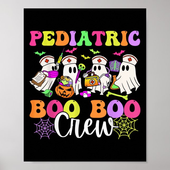 Póster Pediatric Nurse Boo-boo Crew Ghost Nurse Halloween (Frente)