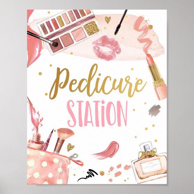 Póster Pedicure Station Spa Fiesta Makeup Glamour Cumplea (Frente)