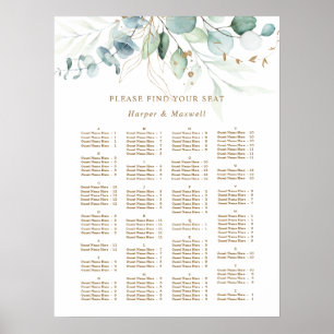 Póster Pedido ALFABÉTICO Asientos de oro y Boda verde