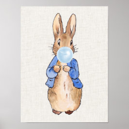 Póster Pedro el conejo soplando chicle