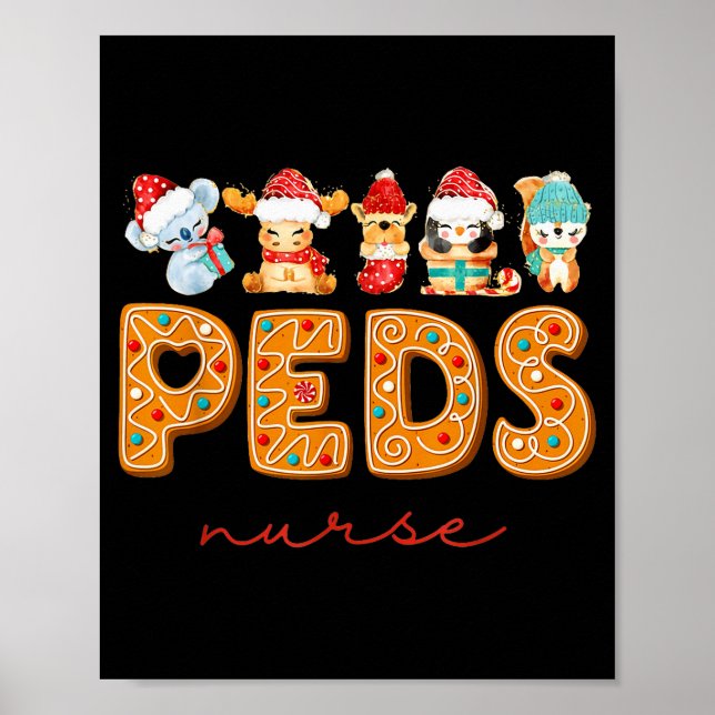 Póster Peds Nurse Gingerbread Christmas Pediatric Nurse H (Frente)