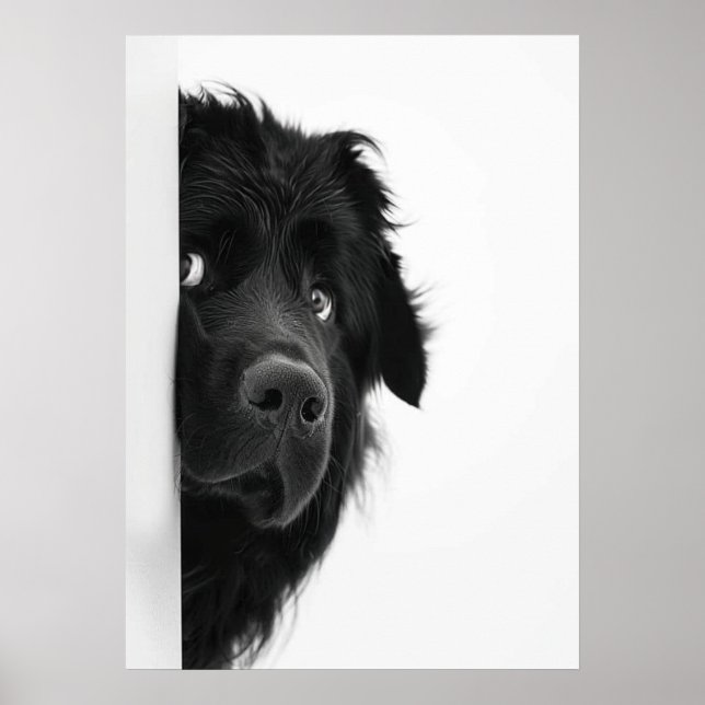 Póster Peek-a-Boo Pup – Funny Dog Photography Print” (Frente)