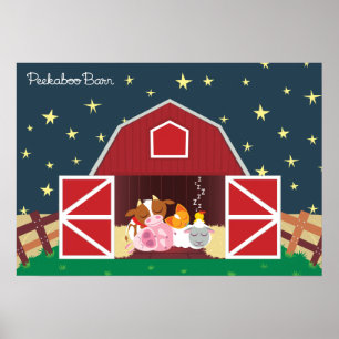 Póster Peekaboo Barn Night Landscape Group 1