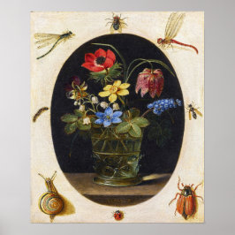 Póster Peeters - Flores En Un Vaso De Vidrio, Insectos, e