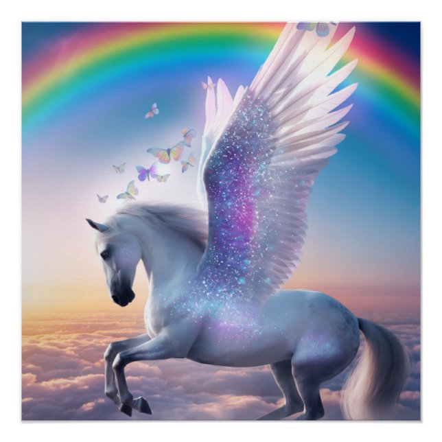Póster Pegaso con Arcoíris (Anverso)