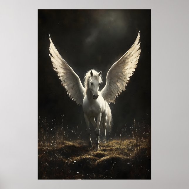 Póster Pegasus blanco impreso, estampados de academia osc (Frente)