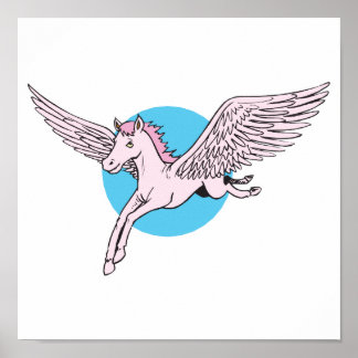 Póster pegasus de vuelo lindo