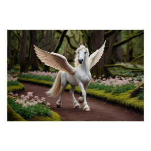 Póster Pegasus Filly en la caminata por los bosques