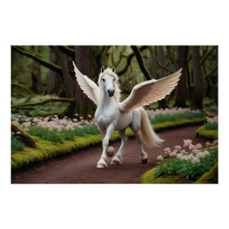 Póster Pegasus Filly en la caminata por los bosques