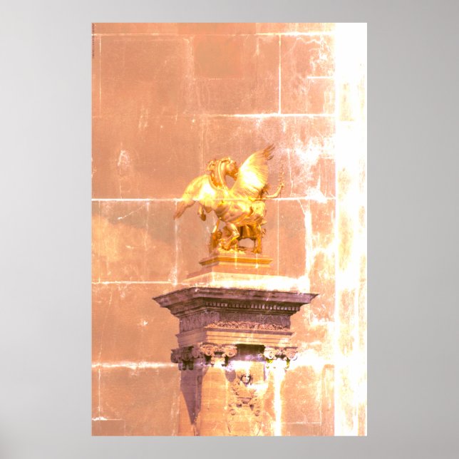 Póster Pegasus Gilded bronze statue skulptur Paris Pont (Frente)