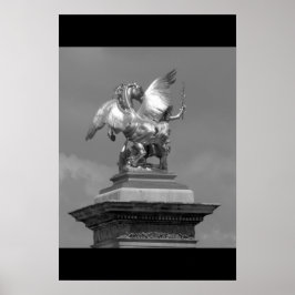 Póster Pegasus Pont Alexandre statue skulptur Paris Pont