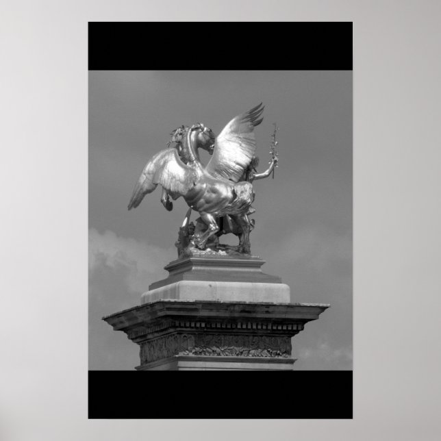 Póster Pegasus Pont Alexandre statue skulptur Paris Pont (Frente)