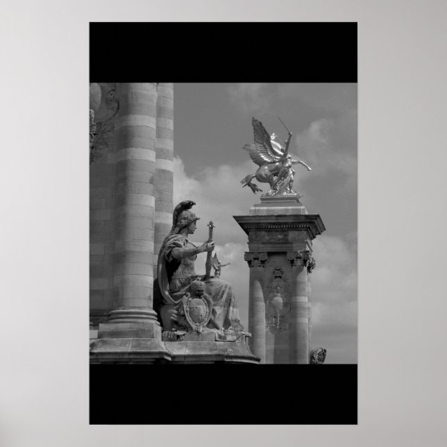 Póster Pegasus Pont Alexandre statue skulptur Paris Pont (Frente)