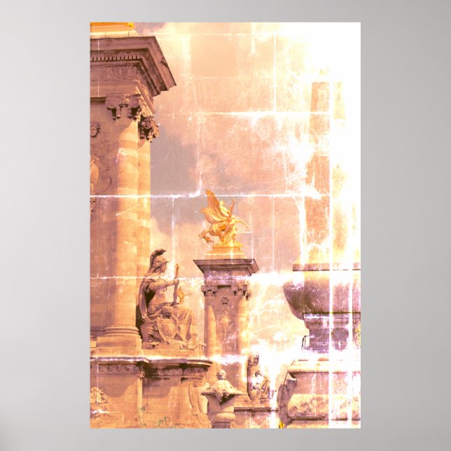 Póster Pegasus Pont Alexandre statue skulptur Paris Pont (Frente)