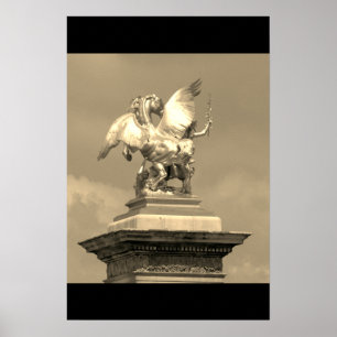 Póster Pegasus Pont Alexandre statue skulptur Paris Pont