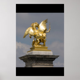 Póster Pegasus Pont Alexandre statue skulptur Paris Pont