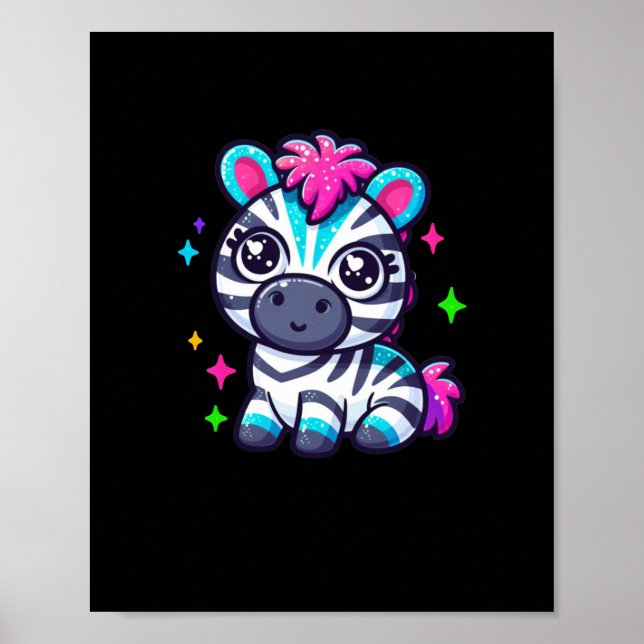 Póster Pegatina Cebra Cute (Frente)