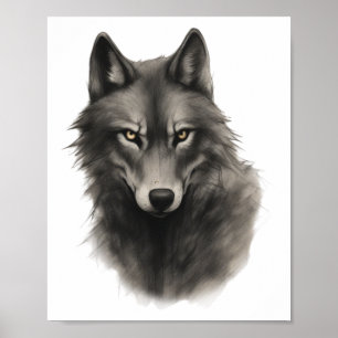 Póster Pegatina de Cara de Lobo