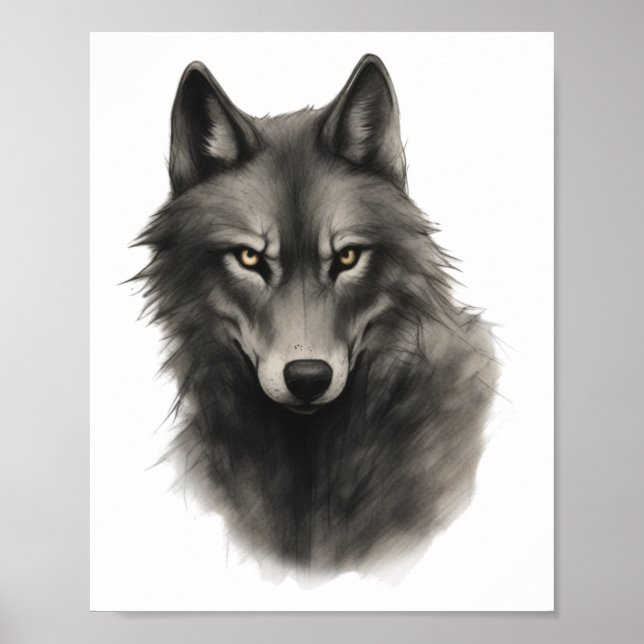 Póster Pegatina de Cara de Lobo  (Frente)