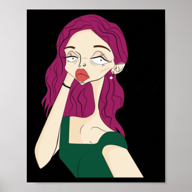 Póster Pegatina de Chica dividido (Frente)
