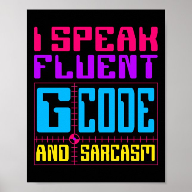 Póster Pegatina de código G Fluent de Cnc Machinist (Frente)