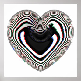 Póster Pegatina de corazón cibernético holográfico defect