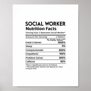 Póster Pegatina de datos sobre nutrición de trabajadores 