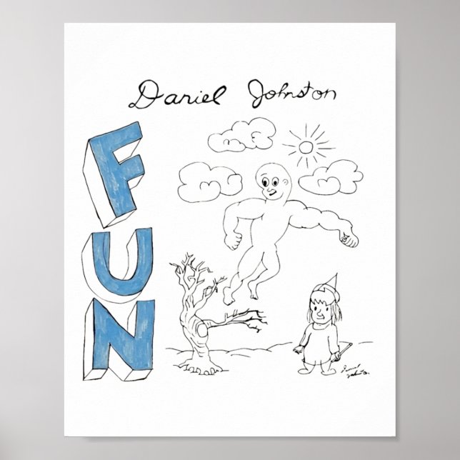 Póster Pegatina de dibujo divertido Daniel Johnston (Frente)