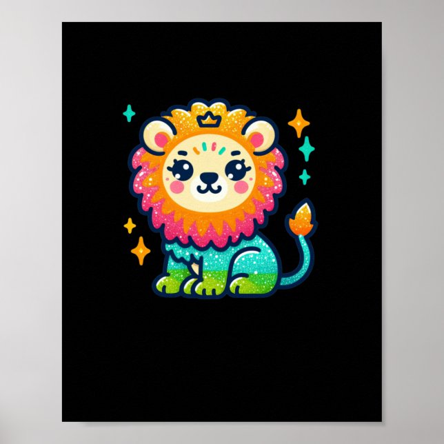 Póster Pegatina de león cute (Frente)