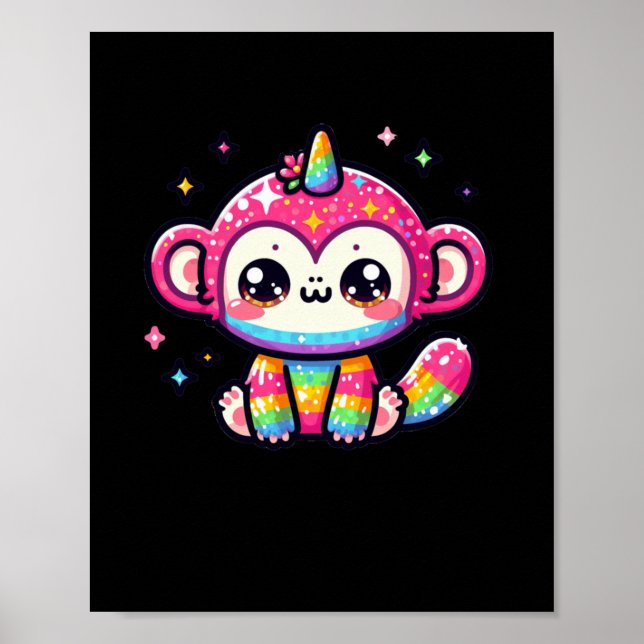 Póster Pegatina de monos de Unicorn (Frente)