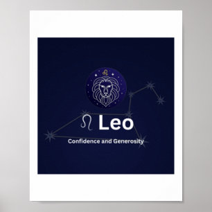 Póster Pegatina de Rótulo Leo Zodic