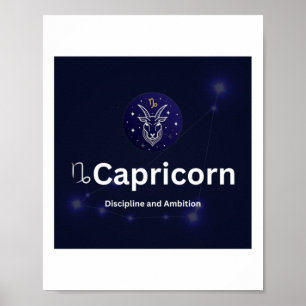 Póster Pegatina de Rótulo Zodiac de Capricornio