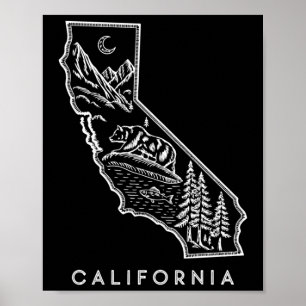 Póster Pegatina del mapa del patrimonio de California sal